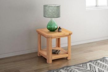 Bologna Lamp Table with Shelf - D50 x W50 x H50 cm - Oak