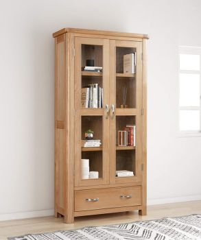 Bologna Oak Display Cabinet with Glass Doors