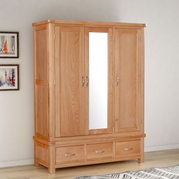 Bologna Triple Wardrobe - L57 x W146 x H191 cm - Oak