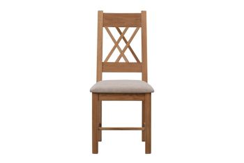 Bologna Oak Pair of Natural Oak Dining Chairs - Fabric Seat - L48 x W66 x H109 cm