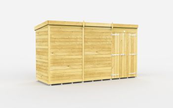 11 x 4 Feet Pent Shed - Double Door Without Windows - Wood - L118 x W329 x H201 cm