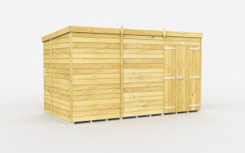 11 x 7 Feet Pent Shed - Double Door Without Windows - Wood - L214 x W329 x H201 cm