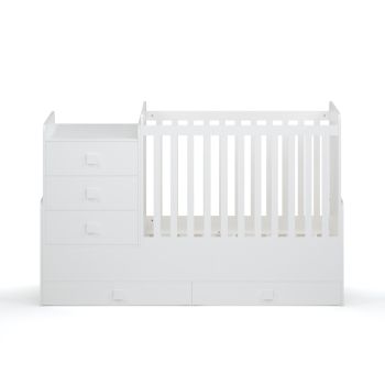 Kudl - 1200 Combi 4 in 1 Children's Cot Bed - MDF/Wood -  L173.5 x W65.5 x H109 cm - White