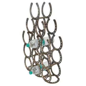 Horseshoe 12 Bottle Wine Rack - Antique Brass - L14 x W40 x H65 cm