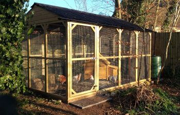 All Cooped Up Poultry/Pet run - 9 x 6 x 6 ft Onduline apex roof - 1/2" x 1/2" 19 gauge, galvanised wire mesh