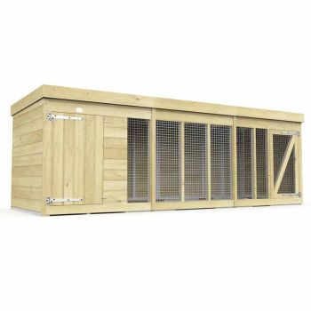 12ft x 4ft Dog Kennel and Run - Wood - L 127 x W 358 x H 127 cm