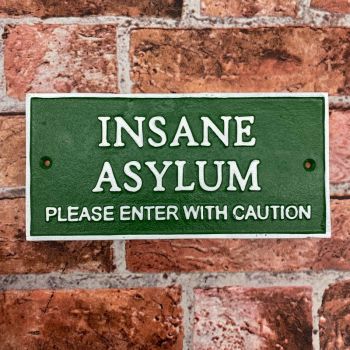 "Insane Asylum" Wall Plaque - Cast Iron - L3 x W13 x H27 cm