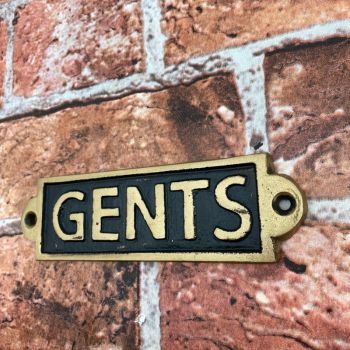 "Gents" - Wall Sign - Metal - L1 x W15 x H6 cm - Black