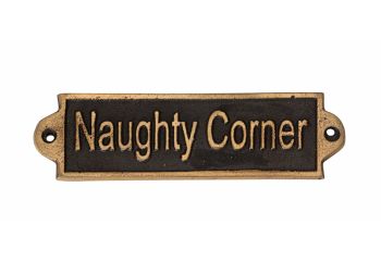 "Naughty Corner" Wall Plaque - Metal - L1 x W15 x H6 cm - Black