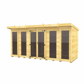 14ft x 7ft Pent Summer House (Full Height Window) - Wood - L 214 x W 417 x H 201 cm