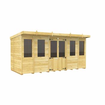 14ft x 7ft Pent Summer House - Wood - L 214 x W 417 x H 201 cm