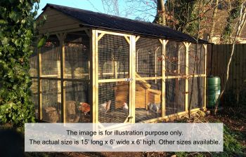 All Cooped Up Poultry/Pet run - 15 foot x 6ft x 6 foot Onduline apex roof -  1/2" x 1/2" 19 gauge gauge, galvanised wire mesh