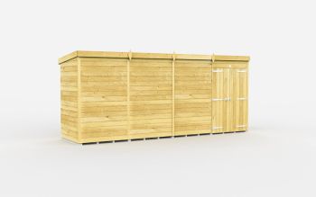 16 x 4 Feet Pent Shed - Double Door Without Windows - Wood - L118 x W474 x H201 cm