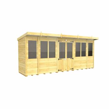 16ft x 4ft Pent Summer House - Wood - L118 x W474 x H201 cm