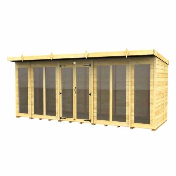 16ft x 7ft Pent Summer House (Full Height Window) - Wood - L 214 x W 474 x H 201 cm