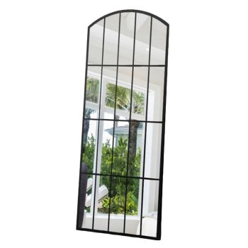 Decorative Garden Wall Mirror - Cast Iron/Metal - L2 x W75 x H170 cm - Black