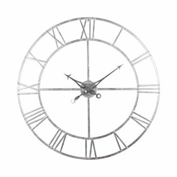 Large Foil Skeleton Wall Clock - Metal - L7 x W102 x H102 cm - Silver