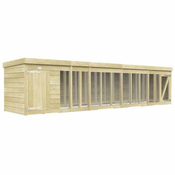 18ft x 4ft Dog Kennel and Run - Wood - L 127 x W 533 x H 127 cm