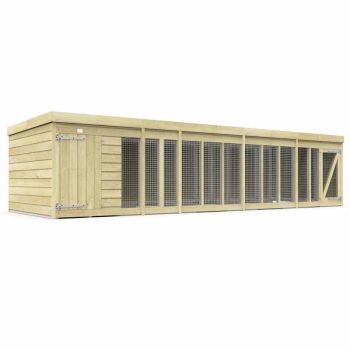 18ft x 6ft Dog Kennel and Run - Wood - L 185 x W 533 x H 127 cm