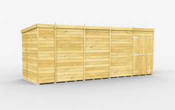 18 x 7 Feet Pent Shed - Double Door Without Windows - Wood - L214 x W533 x H201 cm