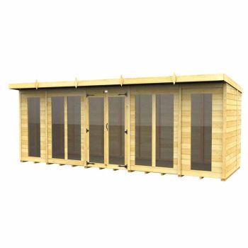 18ft x 7ft Pent Summer House (Full Height Window) - Wood - L 214 x W 533 x H 201 cm