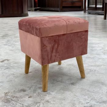 Trunk - Wood/Velvet - L33 x W33 x H42 cm - Pink