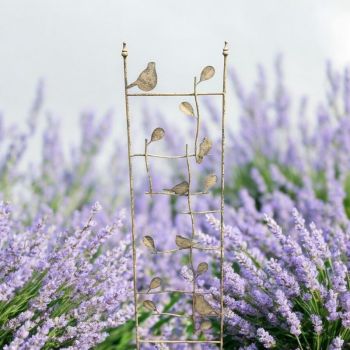 Plant Support Frame Forest Bird and Leaf Design Garden Trellis - Metal - L2 x W40 x H165 cm