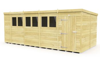 19 x 8 Feet Pent Shed - Single Door With Windows - Wood - L231 x W560 x H201 cm