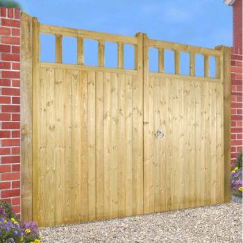 Quorn Tall Double Garden Gate - Pressure Treated Scandinavian Redwood - W3300 x H1800 mm