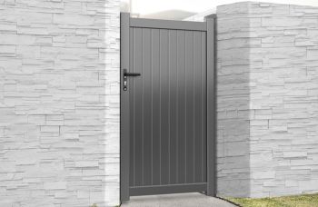 Pedestrian Gate 1000x1800mm Grey - Vertical Solid Infill and Flat Top