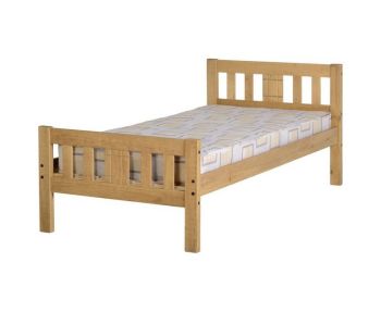 Rio 3 Feet Bed Frame - L198 x W98 x H80 cm - Distressed Waxed Pine