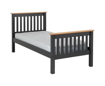 Monaco 3 Feet Bed High Foot End - L204 x W102.5 x H102.5 cm - Grey/Oak Effect