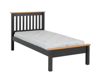 Monaco 3 Feet Bed Low Foot End - L204 x W102.5 x H102.5 cm - Grey/Oak Effect