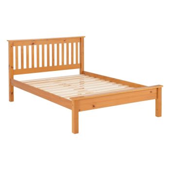 Monaco 4 Feet 6 Inches Bed Frame Low Foot End - L204 x W147 x H102.5 cm - Antique Pine