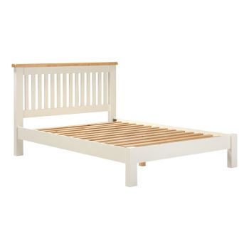 Windsor 4 Feet 6 Inches Low End Bed Frame - L205 x W149 x H106.5 cm - Ivory/Oak