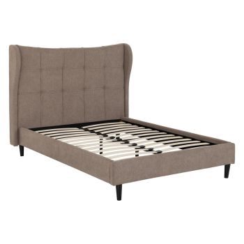 Verona 5 Feet Bed Frame - L221 x W176.5 x H136 cm - Brown Fabric