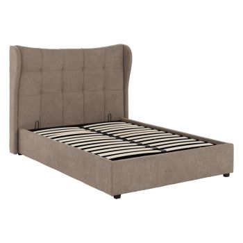 Verona 5 Feet Ottoman Bed Frame - L221 x W175 x H134 cm - Brown Fabric