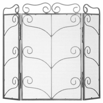PARASENE BLACK / PEWTER FIRE GUARD PROTECTOR SILVER CURVED FIRE SCREEN 3022 