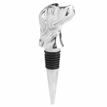 Nickel Dog Bottle Stopper - Metal - L5 x W4 x H13 cm - Silver