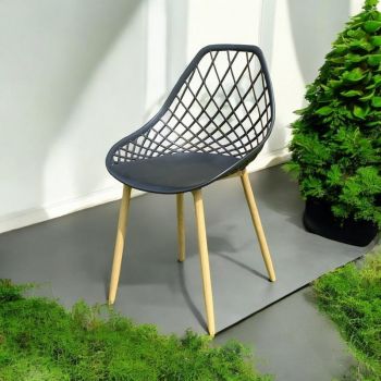 Plastic Chair with Metal Legs - L50 x W50 x H90 cm - Black