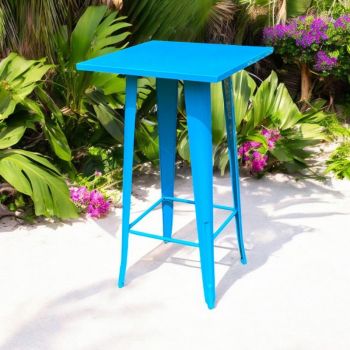 Garden Bar Table - Metal - L60 x W60 x H115 cm - Blue