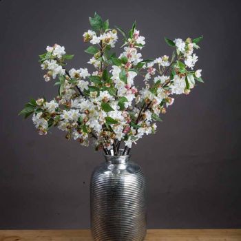 English Blossom Branch Artificial Plant - Fabric/Plastic - L8 x W25 x H90 cm - Brown/Green/White