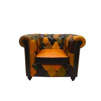 Leather Harlequin Armchair - L73 x W98 x H82 cm