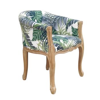 Natural Palm Leaf Fabric Louis Dining Chair - L57 x W64 x H68 cm