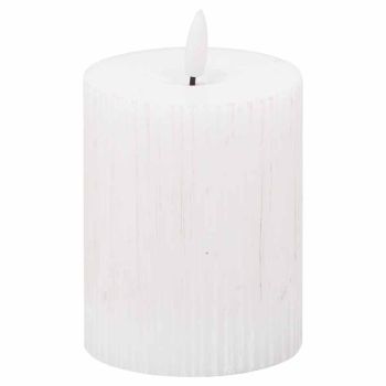 Luxe Collection Natural Glow 3x4 Textured Ribbed LED Candle - Plastic/Wax - L7 x W7 x H10 cm - White