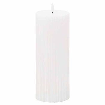 Luxe Collection Natural Glow 3.5x9 Texture Ribbed LED Candle - Plastic/Wax - L9 x W9 x H23 cm - White