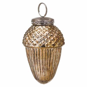 The Noel Collection Burnished  Hanging Acorn Decoration