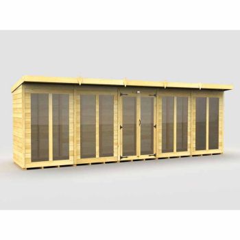 20ft x 4ft Pent Summer House (Full Height Window) - Wood - L 118 x W 589 x H 201 cm