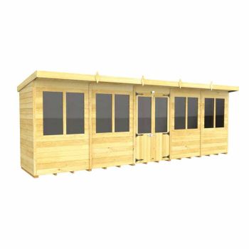 20ft x 4ft Pent Summer House - Wood - L 118 x W 589 x H 201 cm