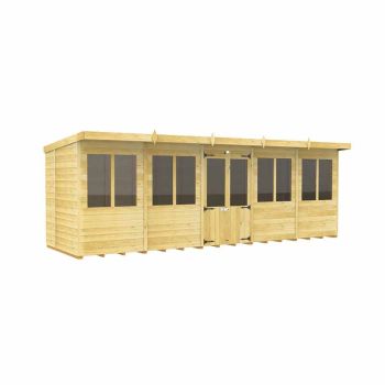 20ft x 5ft Pent Summer House - Wood - L 147 x W 589 x H 201 cm